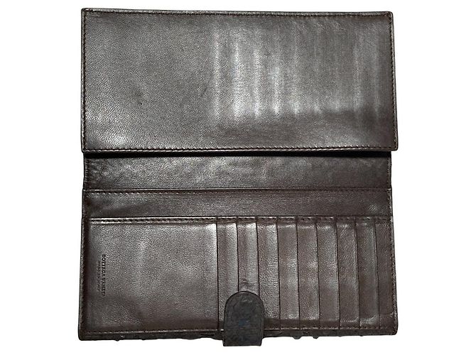 Portafoglio lungo Bottega Veneta in pitone Marrone Nero - vista 5