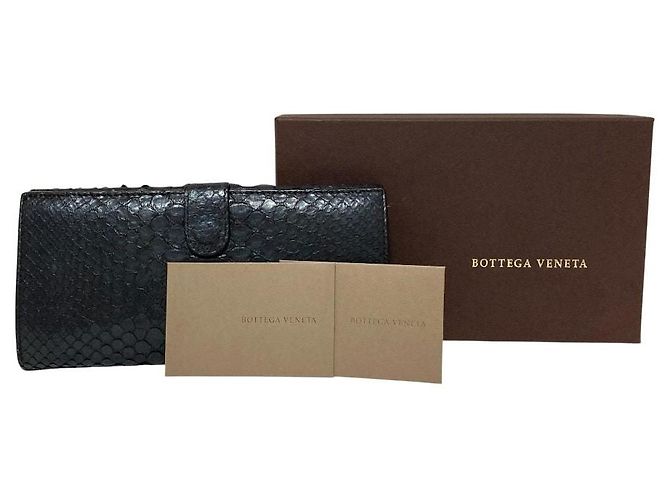 Portafoglio lungo Bottega Veneta in pitone Marrone Nero - vista 8