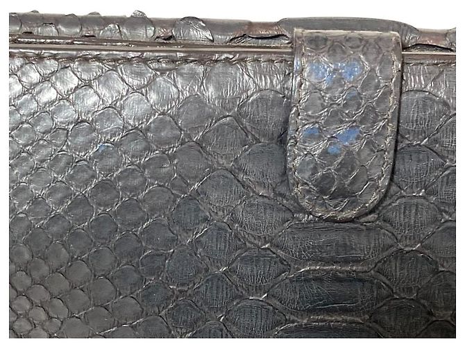 Portafoglio lungo Bottega Veneta in pitone Marrone Nero - vista 9