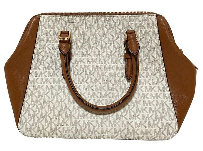 Borsa Tote 2 vie Michael Kors Charlotte Marrone Bianco - vista 3