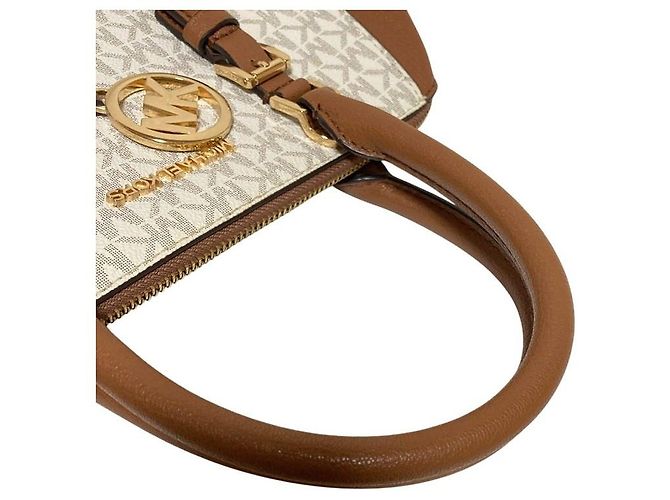 Borsa Tote 2 vie Michael Kors Charlotte Marrone Bianco - vista 6
