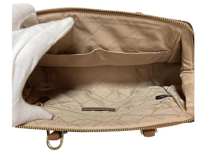 Borsa Tote 2 vie Michael Kors Charlotte Marrone Bianco - vista 7