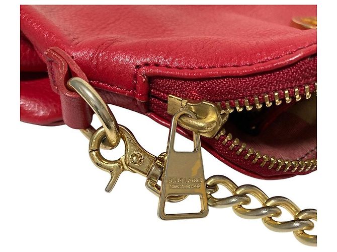 Autre Marque BLUE LABEL CRESTBRIDGE Leder-Schultertasche mit Kette Rot - Ansicht 15