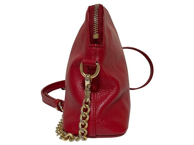 Autre Marque BLUE LABEL CRESTBRIDGE Leder-Schultertasche mit Kette Rot - Ansicht 2