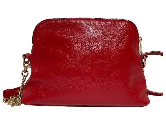 Autre Marque BLUE LABEL CRESTBRIDGE Leder-Schultertasche mit Kette Rot - Ansicht 3