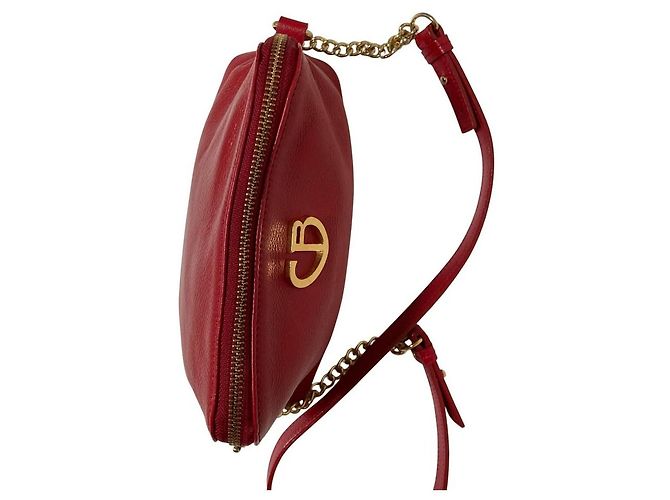 Autre Marque BLUE LABEL CRESTBRIDGE Leder-Schultertasche mit Kette Rot - Ansicht 4