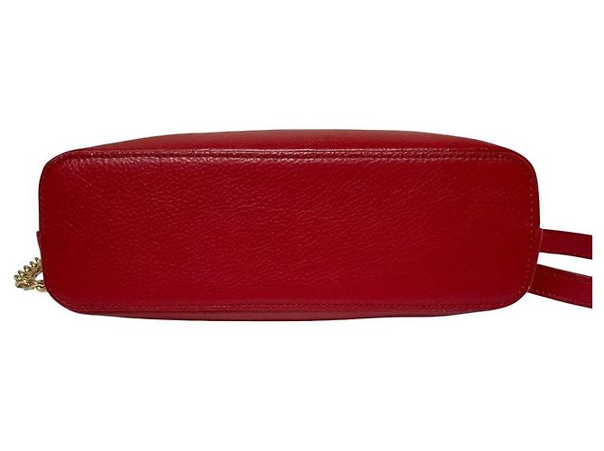 Autre Marque BLUE LABEL CRESTBRIDGE Leder-Schultertasche mit Kette Rot - Ansicht 5