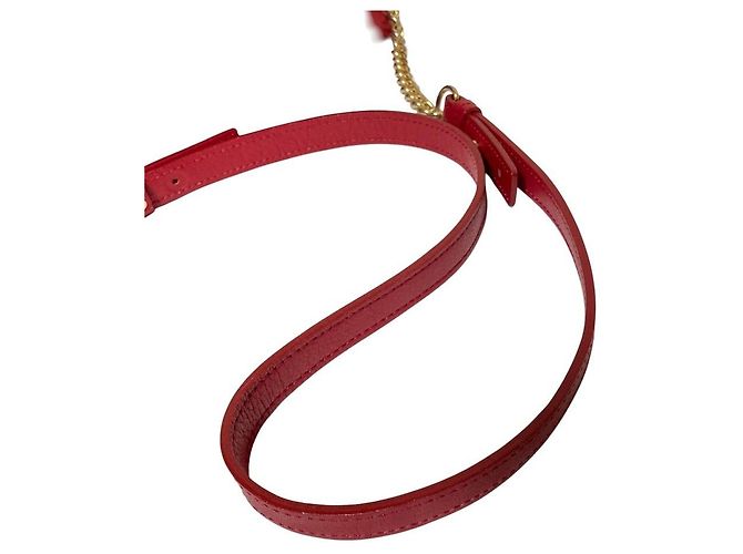Autre Marque BLUE LABEL CRESTBRIDGE Leder-Schultertasche mit Kette Rot - Ansicht 6