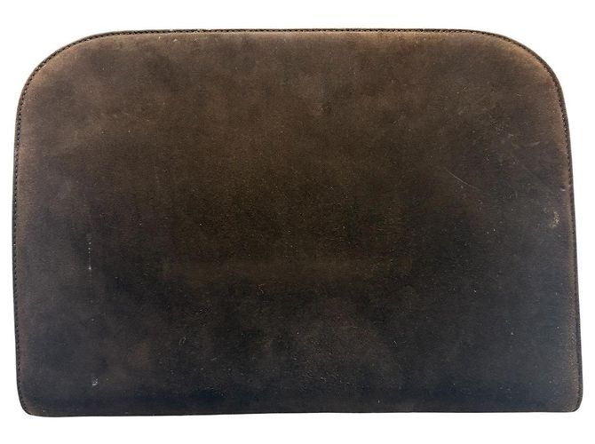 Borsa a spalla e clutch 2 vie Gancini in camoscio Salvatore Ferragamo Marrone - vista 2