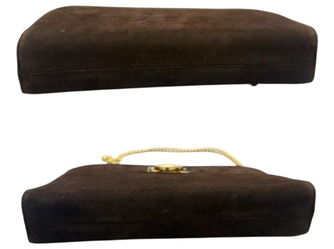Borsa a spalla e clutch 2 vie Gancini in camoscio Salvatore Ferragamo Marrone - vista 7
