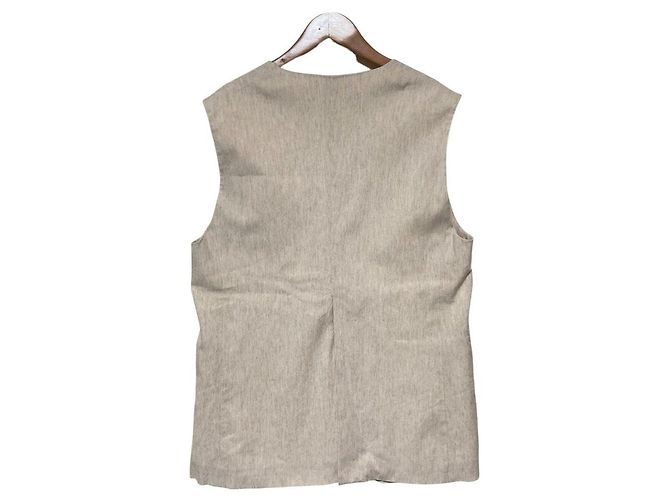 Autre Marque Gilet lungo in twill di cotone e canapa 1er Arrondissement Beige - vista 2