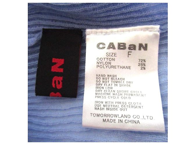 Autre Marque CABaN transparente Rippstrick-Bluse mit kurzen Ärmeln Blau - Ansicht 5