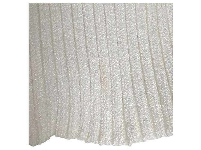 Autre Marque Snidel Off-Shoulder Fake Fur Docking Strickpullover Weiß - Ansicht 6
