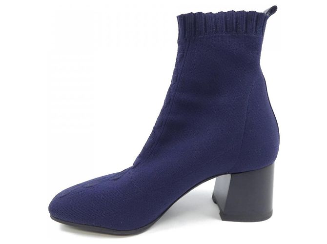 Bottes en maille Hermès Bleu Bleu Marine - vue 2