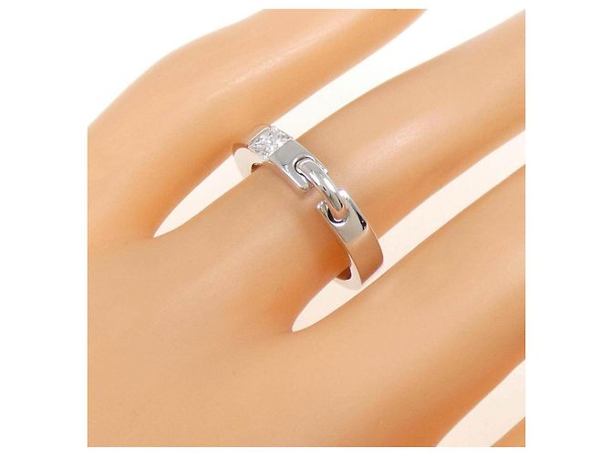 Anello Chaumet Lian Simple Motif Small in Oro Bianco 750 e Diamanti Misura 9 - vista 5