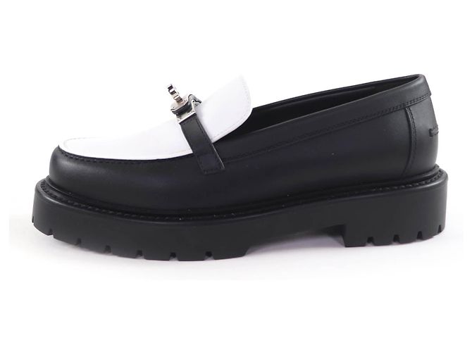 Hermès 37.5 Leather Loafers Black White - view 5