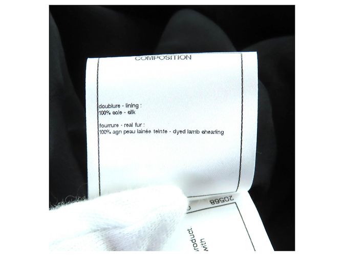Chanel Mantel aus Seide und Lammfell Schwarz - Ansicht 9