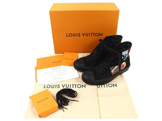 Baskets montantes Louis Vuitton Tattoo line Alps emblem Canvas Noir - vue 2