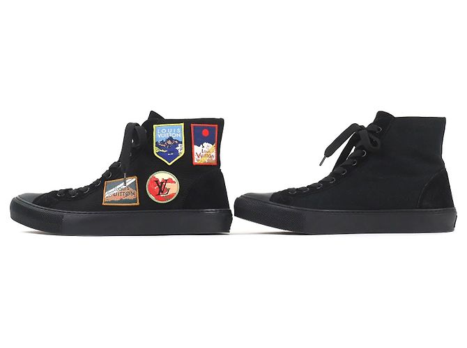 Baskets montantes Louis Vuitton Tattoo line Alps emblem Canvas Noir - vue 3
