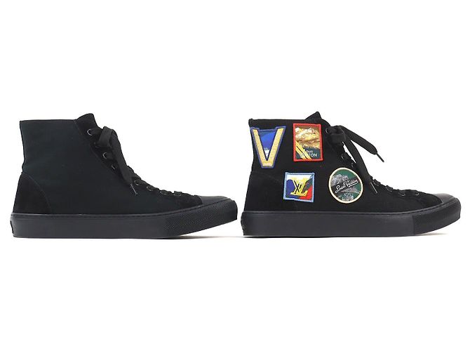 Baskets montantes Louis Vuitton Tattoo line Alps emblem Canvas Noir - vue 4