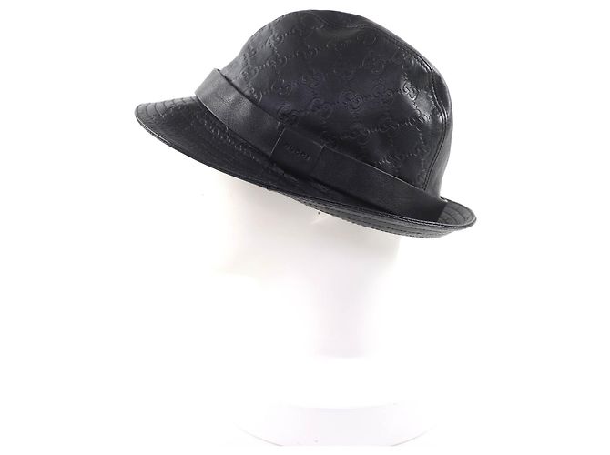 Sombrero de piel de vaca Gucci Guccissima GGPattern Negro - vista 2