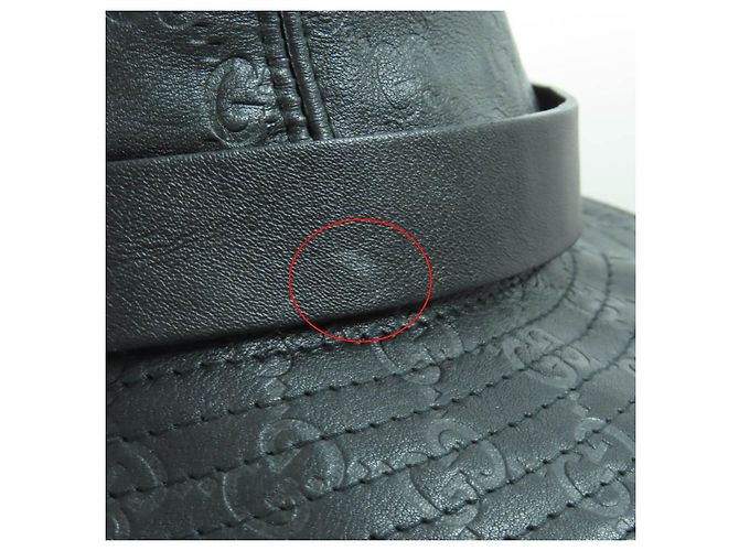 Sombrero de piel de vaca Gucci Guccissima GGPattern Negro - vista 9