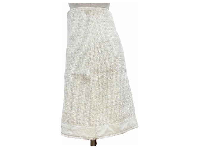 Saia de algodão tweed Moncler Branco Cru - vista 2