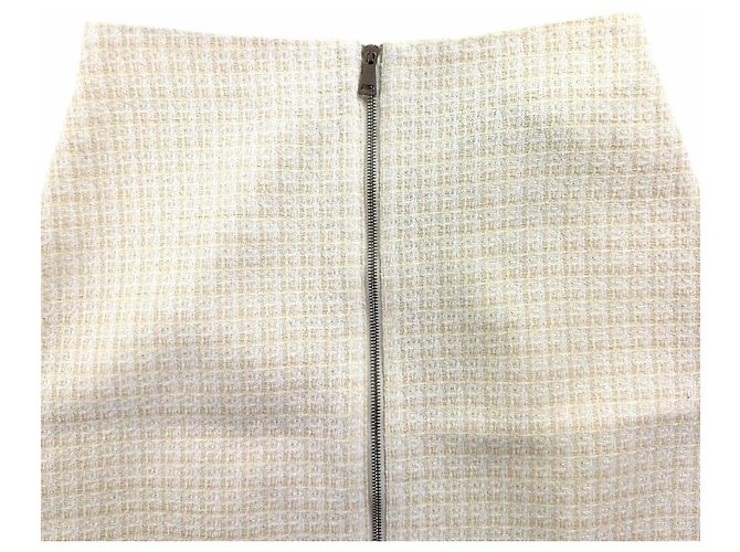 Saia de algodão tweed Moncler Branco Cru - vista 4