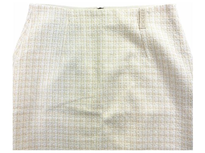 Saia de algodão tweed Moncler Branco Cru - vista 5