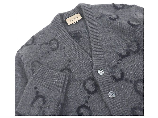 Cárdigan de lana Gucci logo Jumbo GG Castaño - vista 2