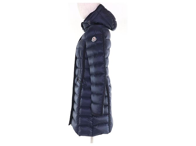 Moncler HERMINE Nylon-Daunenmantel Blau Marineblau - Ansicht 2