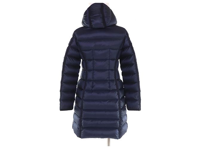 Moncler HERMINE Nylon-Daunenmantel Blau Marineblau - Ansicht 3
