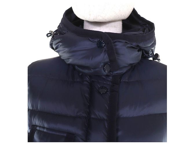 Moncler HERMINE Nylon-Daunenmantel Blau Marineblau - Ansicht 4