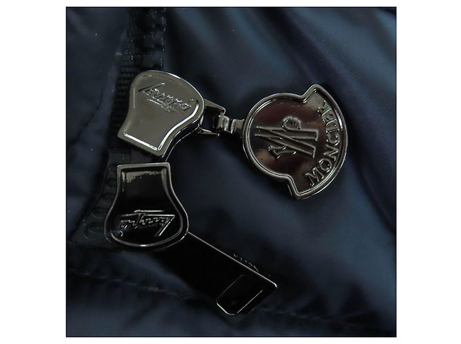 Moncler HERMINE Nylon-Daunenmantel Blau Marineblau - Ansicht 7