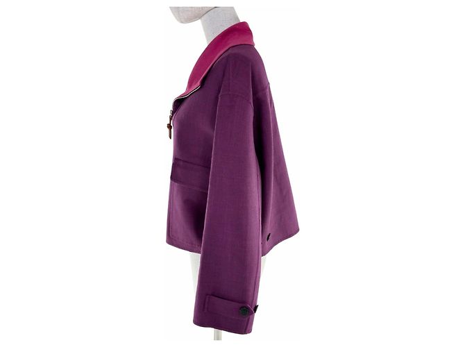 Chaqueta Hermès34 de cachemira, lana virgen y seda Rosa Púrpura - vista 2