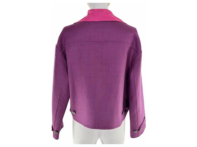Chaqueta Hermès34 de cachemira, lana virgen y seda Rosa Púrpura - vista 3