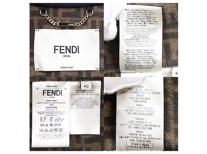 Fendi FF Zuccha Monogram Wool Silk Coat Brown Blue Navy blue - view 10
