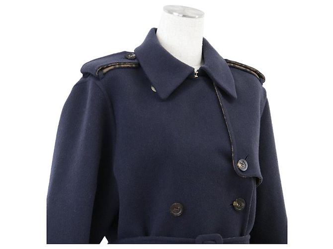 Fendi FF Zuccha Monogram Wool Silk Coat Brown Blue Navy blue - view 14