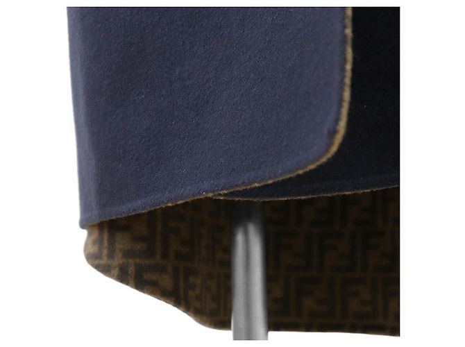 Fendi FF Zuccha Monogram Wool Silk Coat Brown Blue Navy blue - view 15