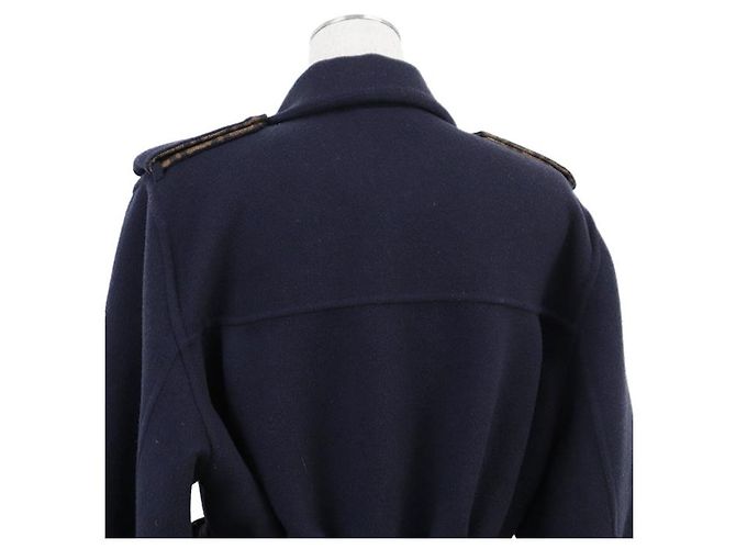 Fendi FF Zuccha Monogram Wool Silk Coat Brown Blue Navy blue - view 17
