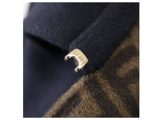 Fendi FF Zuccha Monogram Wool Silk Coat Brown Blue Navy blue - view 3