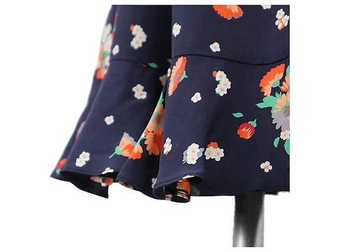Abito in seta Louis Vuitton Monogram con stampa floreale Nero Multicolore Blu navy - vista 11