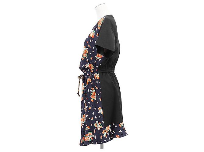 Abito in seta Louis Vuitton Monogram con stampa floreale Nero Multicolore Blu navy - vista 4