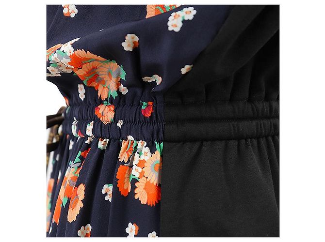 Abito in seta Louis Vuitton Monogram con stampa floreale Nero Multicolore Blu navy - vista 5