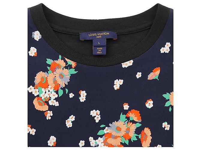 Abito in seta Louis Vuitton Monogram con stampa floreale Nero Multicolore Blu navy - vista 7
