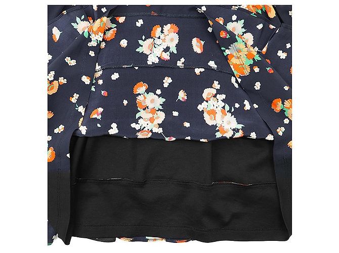 Abito in seta Louis Vuitton Monogram con stampa floreale Nero Multicolore Blu navy - vista 8