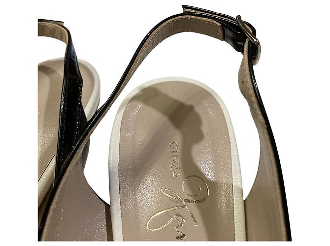 Autre Marque Sandales à talons hauts en python GINZA Kanematsu Marron Noir - vue 15