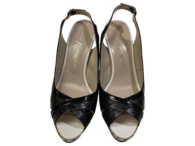 Autre Marque Sandales à talons hauts en python GINZA Kanematsu Marron Noir - vue 2
