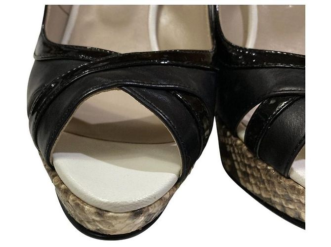 Autre Marque Sandales à talons hauts en python GINZA Kanematsu Marron Noir - vue 5
