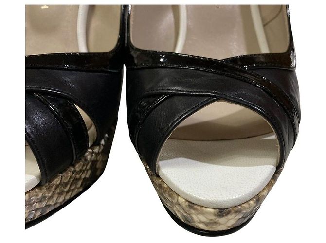 Autre Marque Sandales à talons hauts en python GINZA Kanematsu Marron Noir - vue 6